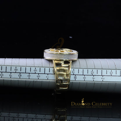 0.40ct Diamond with. Yellow Silver Round Mens's Adjustable Ring From SZ 10 to 12