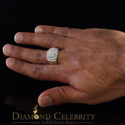 DiamondCelebritees Men's 925 Sterling White Silver Octagon 1.50ct Cubic Zirconia Ring Size 12