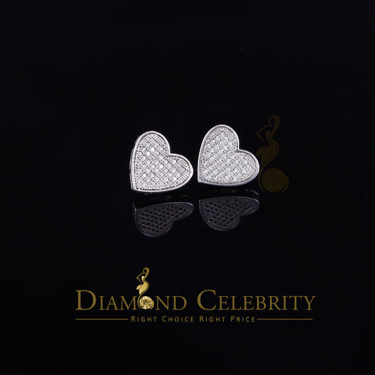 DiamondCelebritees  925 Sterling White Silver 0.71ct Cubic Zirconia Heart Women's Stud Earrings
