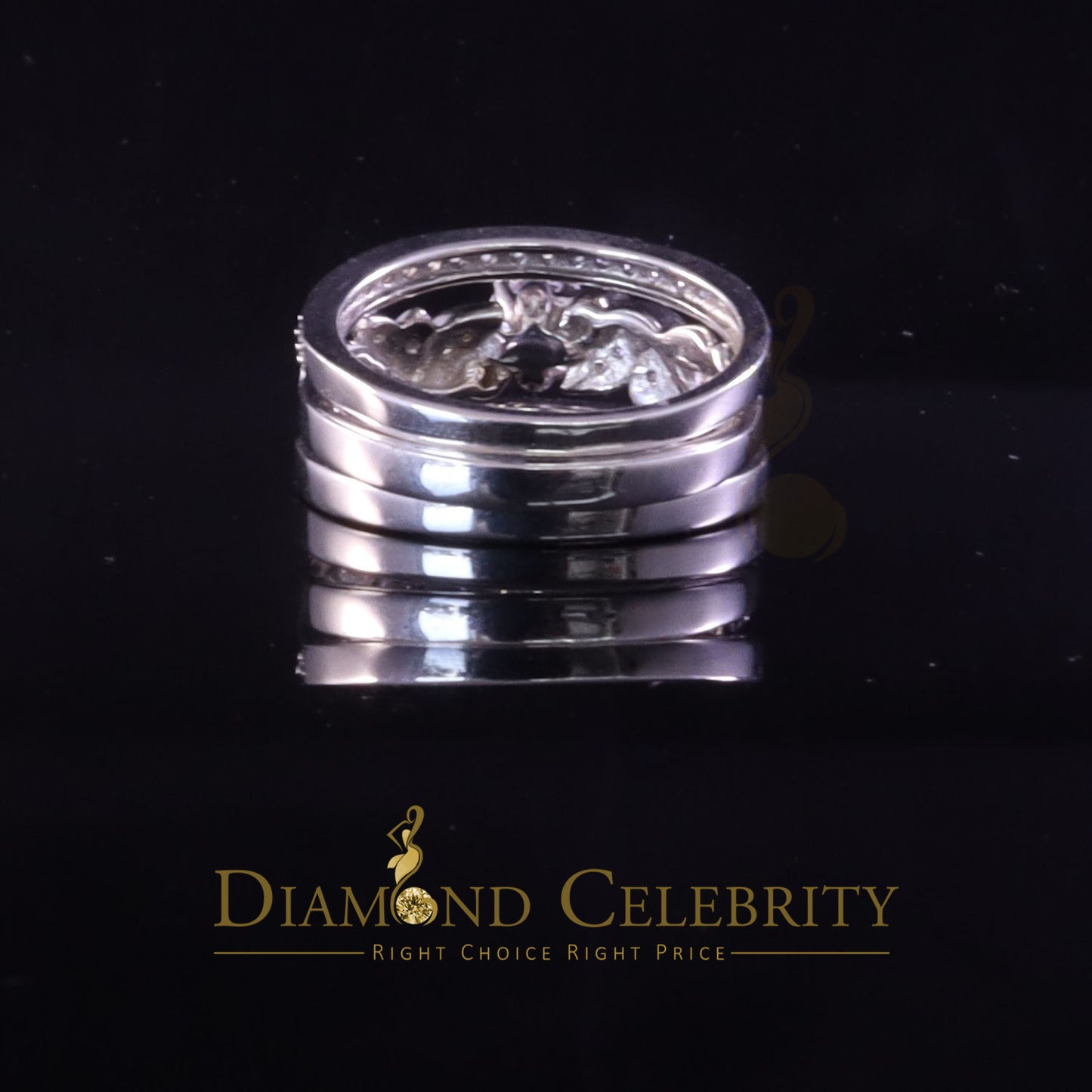 DiamondCelebritees 2.0ct Cubic Zirconia White 925 Sterling Silver Women 3PC Wedding Ring Size 7