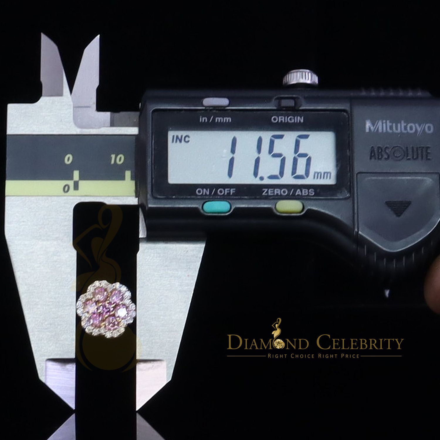 DiamondCelebritees Mens/Women's 925 Silver Yellow 1.50ct VVS D Pink Moissanite Floral Stud Earrings