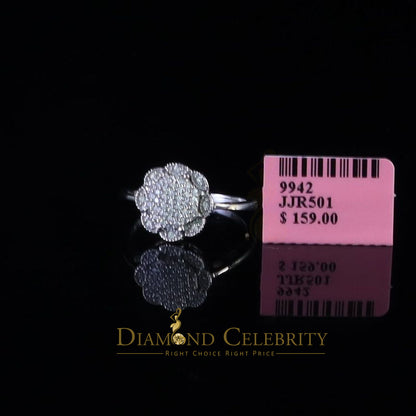 DiamondCelebritees 0.49ct Cubic Zirconia Sterling White Silver Flower Engagement Womens Ring Size 7
