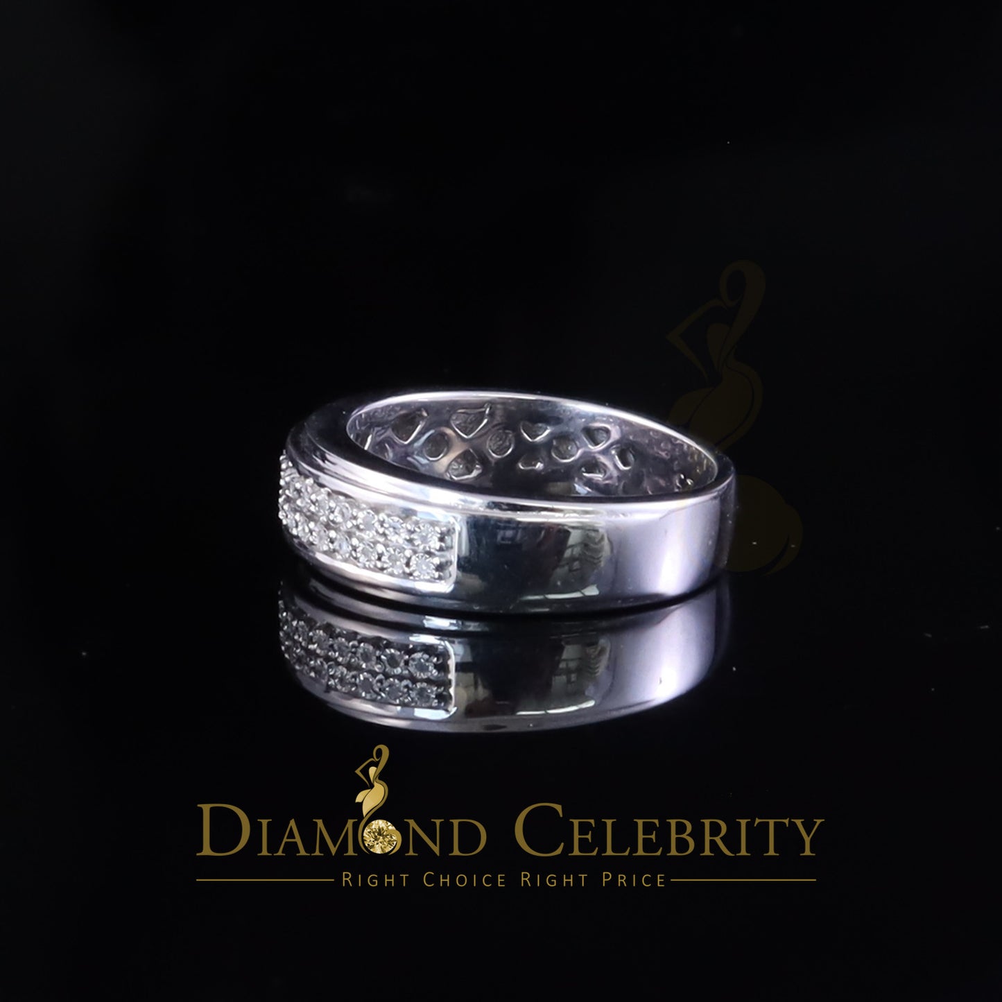 DiamondCelebritees 0.10ct Round Cut 925 Sterling Silver White Diamond Men's Wedding Band Ring SZ 11