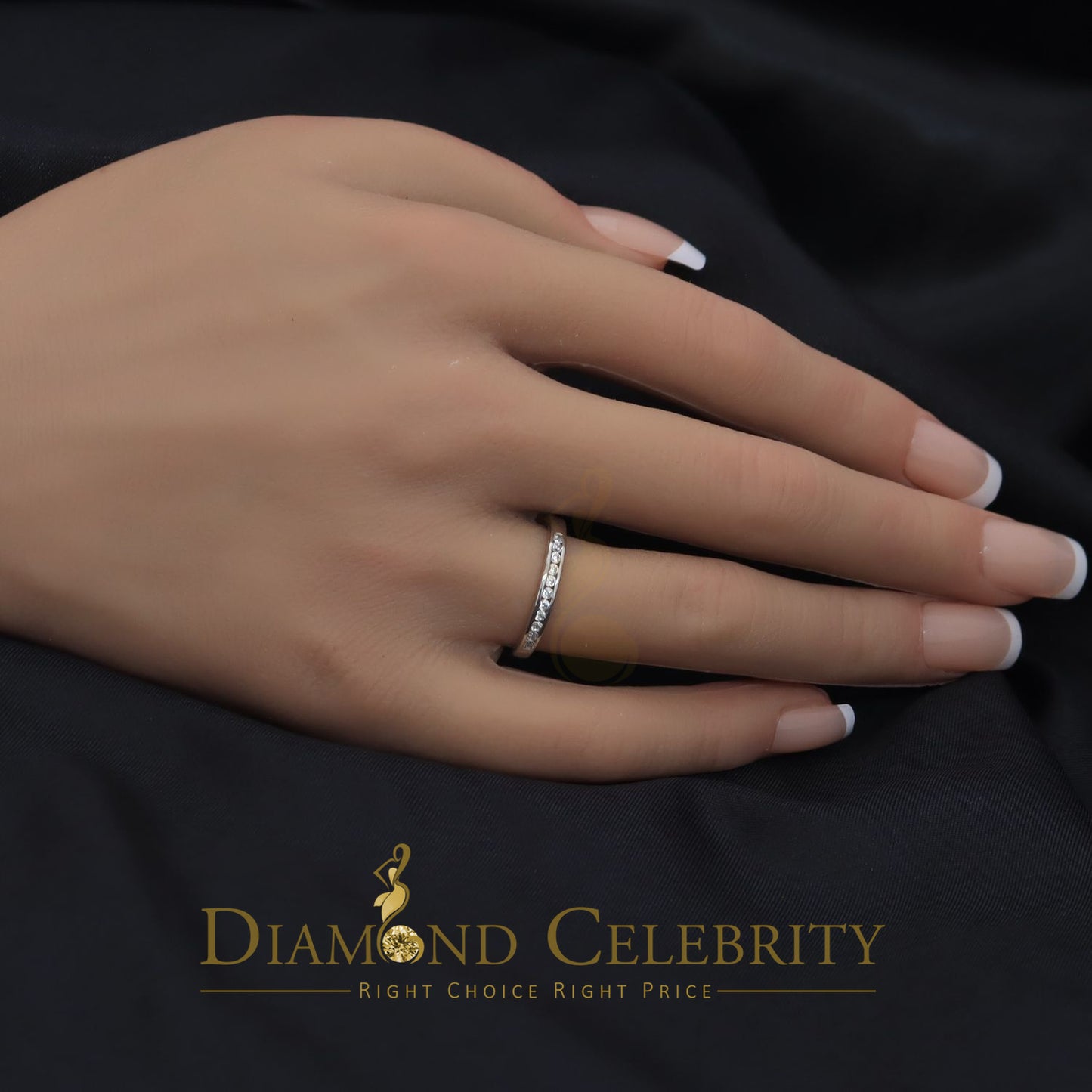 DiamondCelebritees 0.50ct Cubic Zirconia Sterling White Silver Round Engagement Women's Ring Size 7