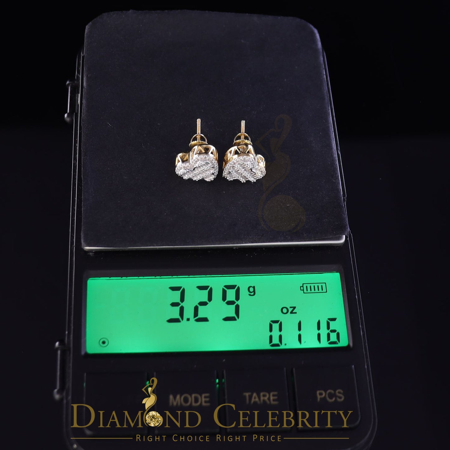 DiamondCelebritees  925 Yellow Sterling Silver 1.48ct Cubic Zirconia Men's & Women's Heart Earrings