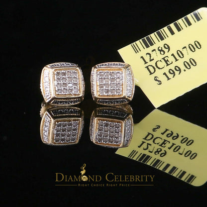 DiamondCelebritees 0.10ct Diamond Stud Earrings For Women Yellow 925 Sterling Silver Stud For unisex