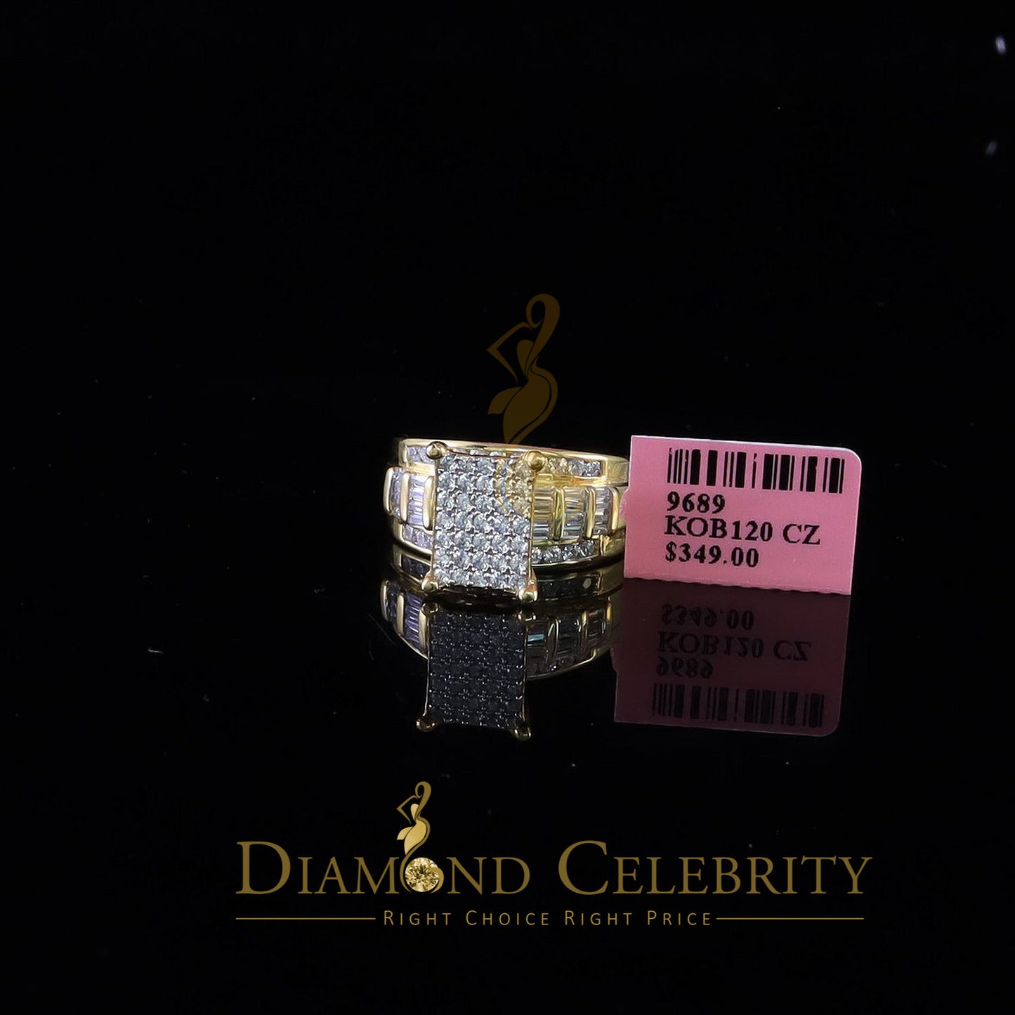 DiamondCelebritees 925 Yellow 2.25ct Cubic Zirconia Silver Cinderella Engagement Woman's Ring SZ 8