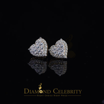 DiamondCelebritees  925 Sterling Yellow Silver 1.64ct Cubic Zirconia Heart Women's Stud Earrings