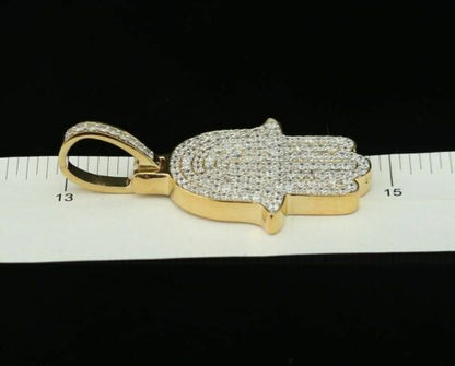 DiamondCelebritees Promise Yellow Sterling silver "HAMSA" Shape Pendant with 3.38ct Cubic Zirconia