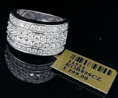 DiamondCelebritees 925 Sterling White Silver 6.0ct Cubic Zirconia Wide Round Womens Ring Size 7