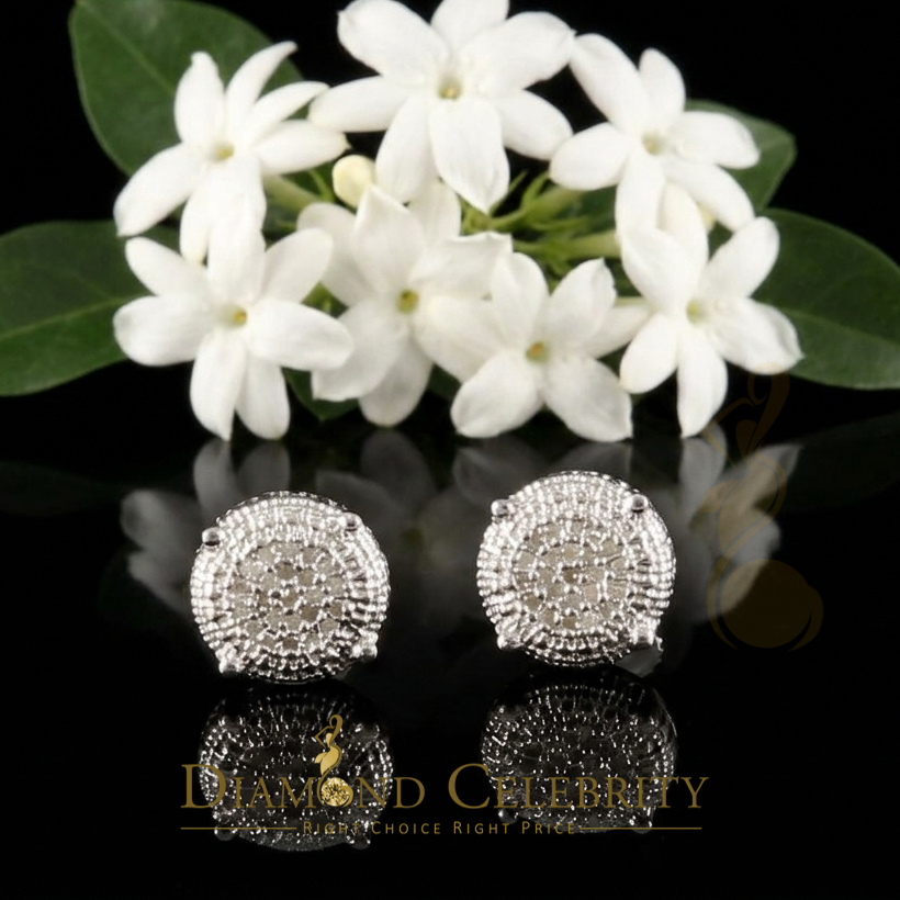 DiamondCelebritees 925 Sterling Silver 0.10ct Diamond For Women's & Men's White Stud Round Earring