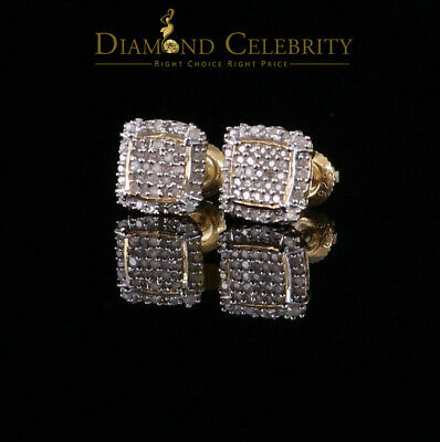 DiamondCelebritees 0.25ct Diamond 925 Silver Yellow Square Earring For Men's / Women's
