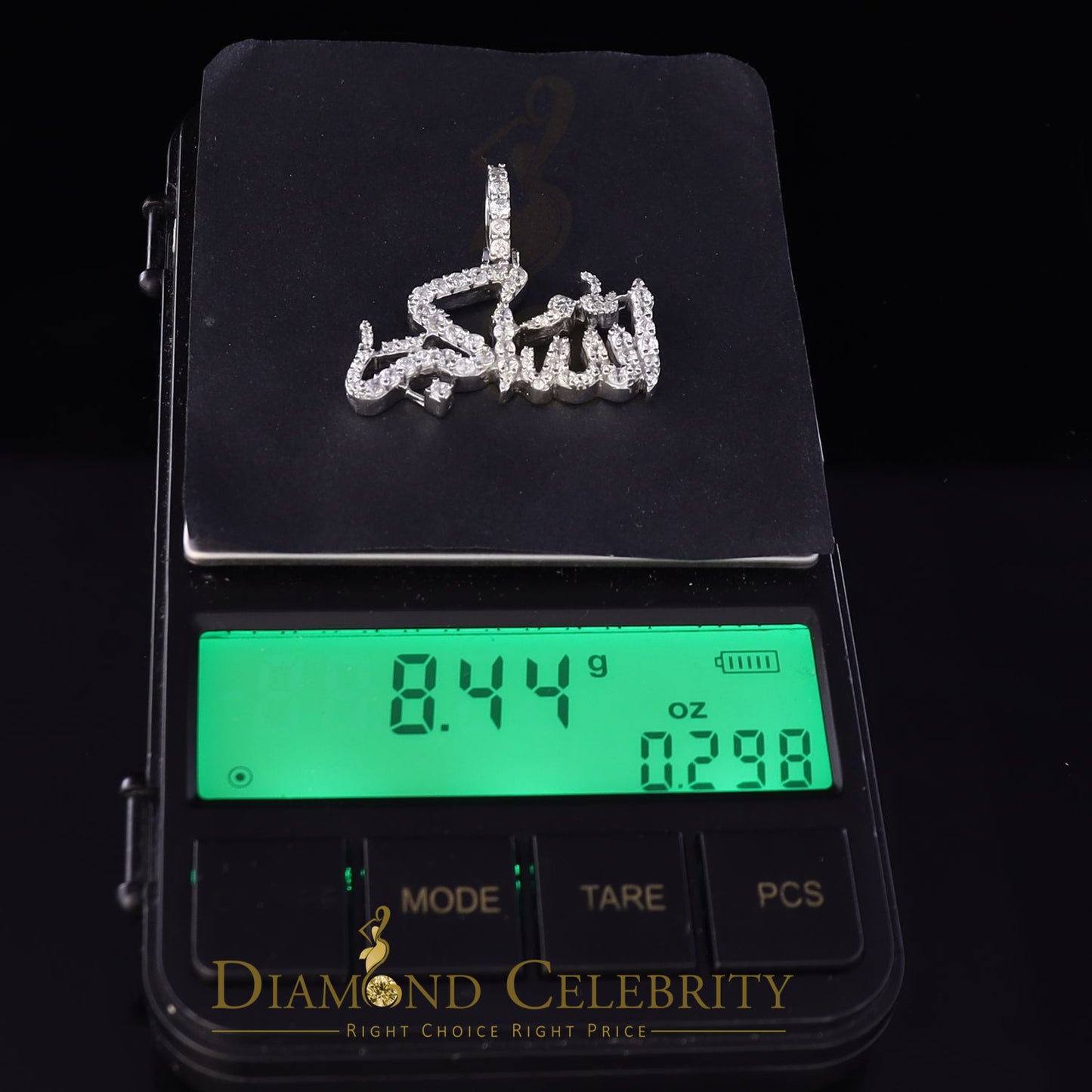 Diamondcelebritees  White 925 Sterling Silver with Allah-hu-Akbar Pendant 5.70ct Moissanite