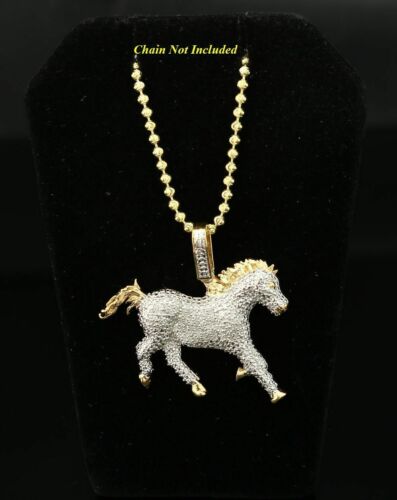 DiamondCelebritees  Real 0.33ct Diamond 925 Sterling Silver HORSE Yellow Charm Necklace Pendant