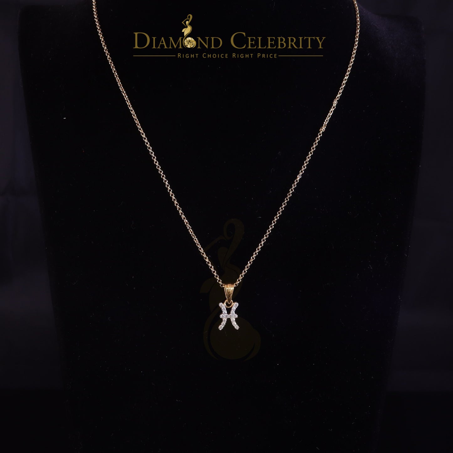 DiamondCelebritees 0.34ct Cubic Zirconia Yellow Silver PISCES MARCH Month Pendant Men's & Women's