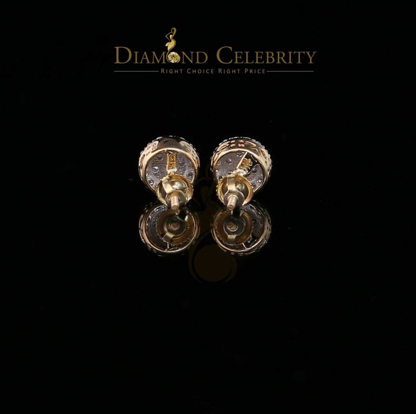 DiamondCelebritees Beautiful 10K Real Yellow Real Diamond 0.55CT Men's/Women's Stud Round Earring