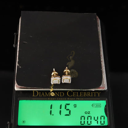 DiamondCelebritees 0.15ct Diamond 925 Sterling Silver Yellow Square Earring For Men's / Women's