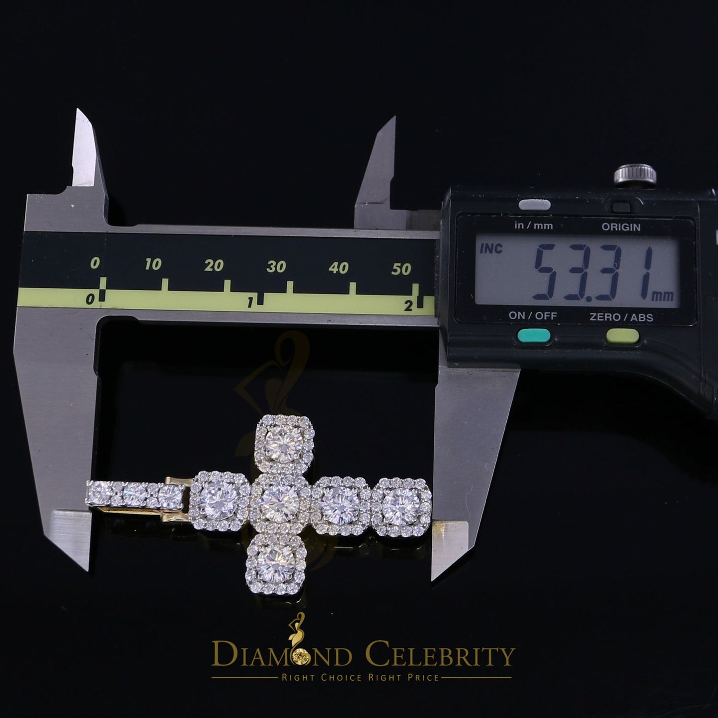DiamondCelebritees Yellow 925 Sterling Silver Cross Fashion Pendant 8.03ct Cubic Zirconia Stone