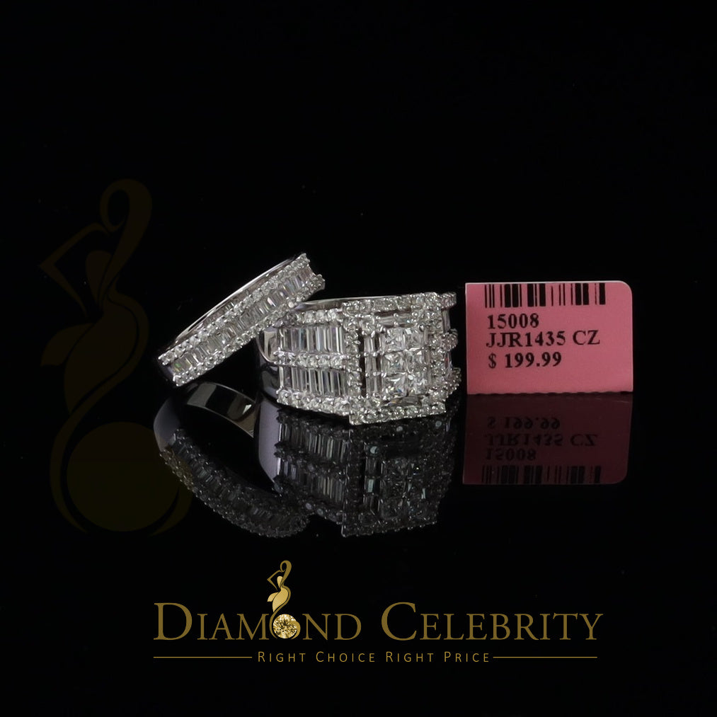 DiamondCelebritees 925 Sterling White Silver Square 5.0ct Cubic Zirconia Bridal Womens Ring Size 8