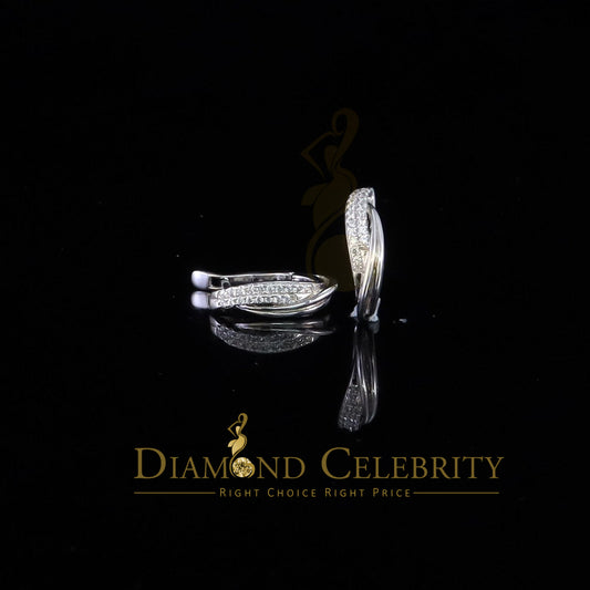 DiamondCelebritees  white Gold 925 Sterling Silver Mens Hip Hop Iced 2 row Huggie Hoop Earrings