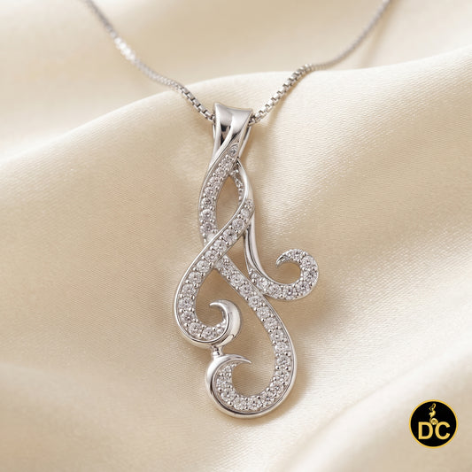 DiamondCelebritees 925 Sterling Silver 0.41ct Pave CZ Scroll White Flowing Swirl Fashion Pendant