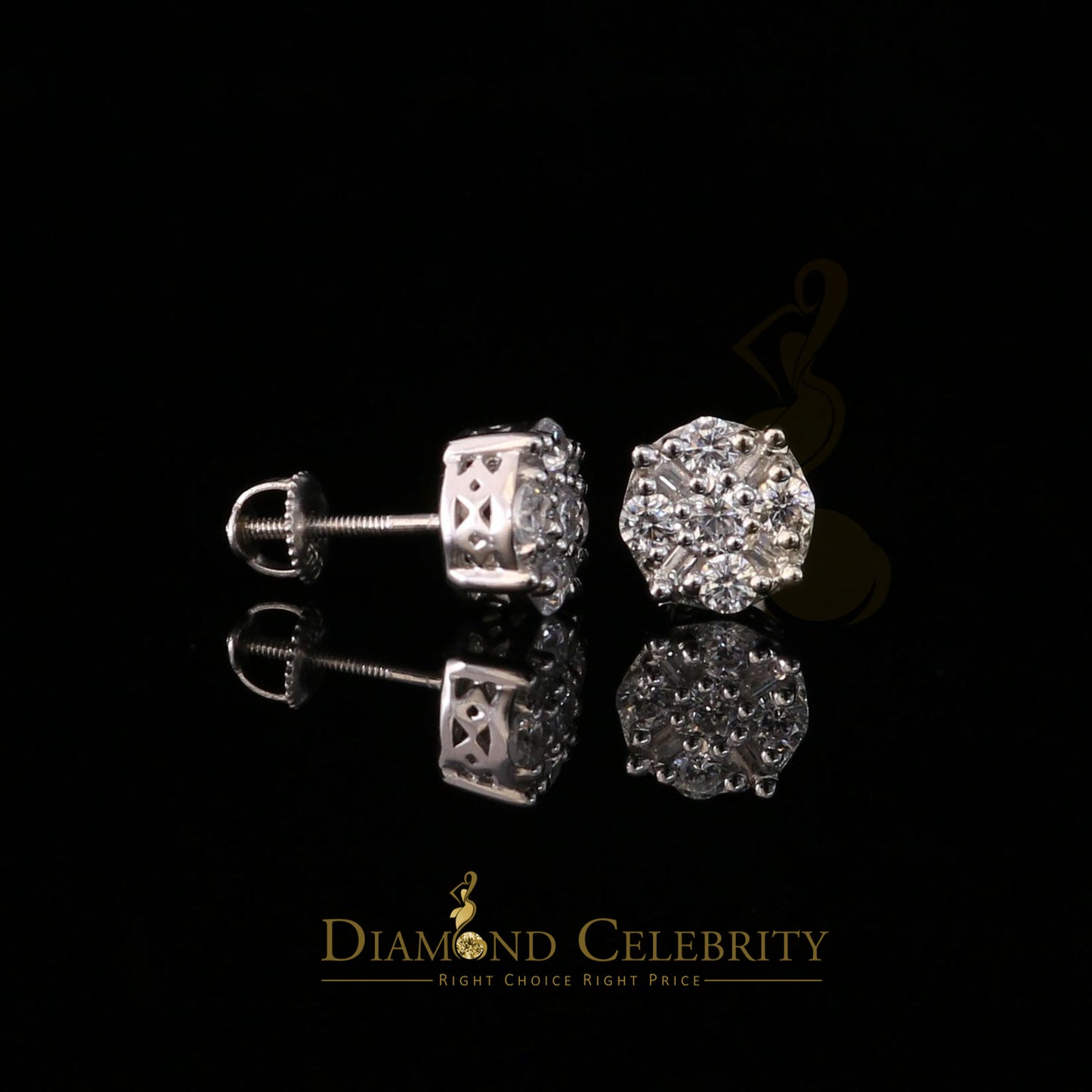 DiamondCelebritees  White 925 Sterling Silver 1.96ct Cubic Zirconia for Ladies Hip Hop Round Earring