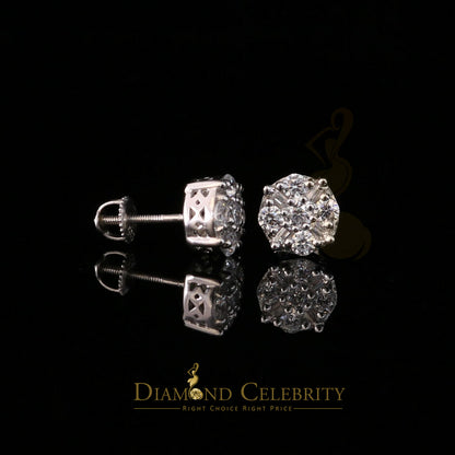 DiamondCelebritees  White 925 Sterling Silver 1.96ct Cubic Zirconia for Ladies Hip Hop Round Earring