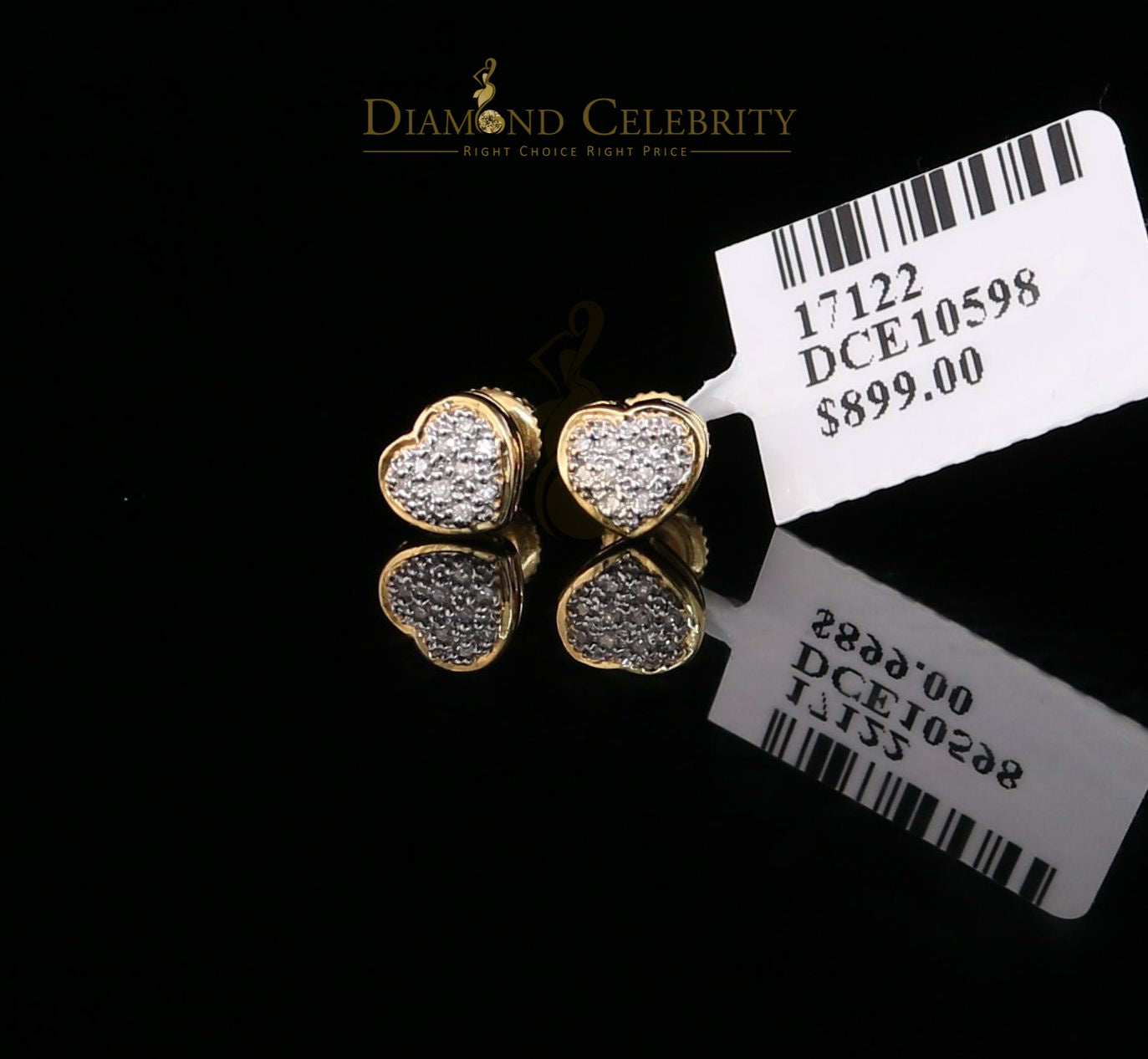 DiamondCelebritees 10K Real Yellow Gold with 0.08CT Real Diamond Men's/Women's Stud Micro Earring
