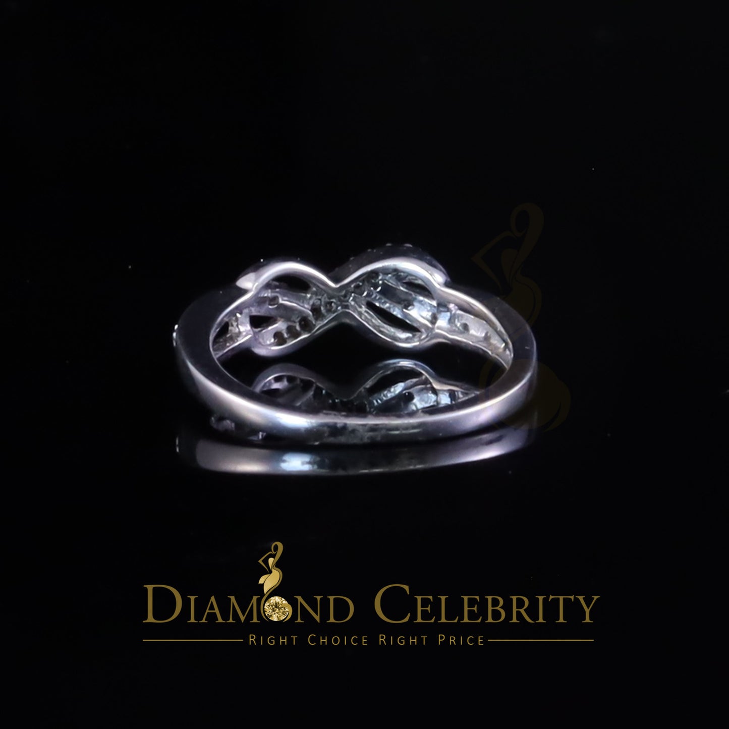 DiamondCelebritees 0.15ct Diamond 925 Sterling Silver Round White Infinity Rings Size 06 For Womens