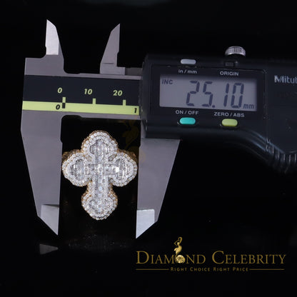 DiamondCelebritees New 925 Sterling Silver 6.00ct VVS D Moissanite Rings Size 10 Yellow Cross Men's