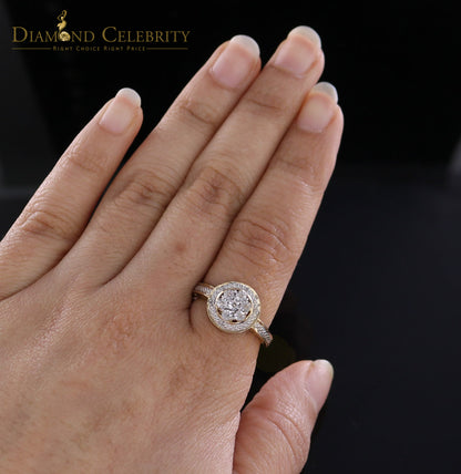 DiamondCelebritees 0.60CT Real Diamond Womens 925 Sterling Silver Yellow Ring Size 7 Round Shape