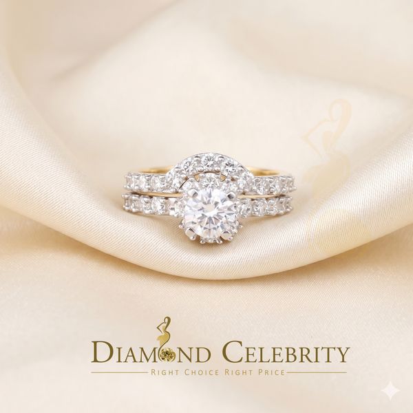 DiamondCelebritees 5.25ct Yellow 925 Sterling Silver Round Cubic Zirconia Women Bridal Ring Size 8