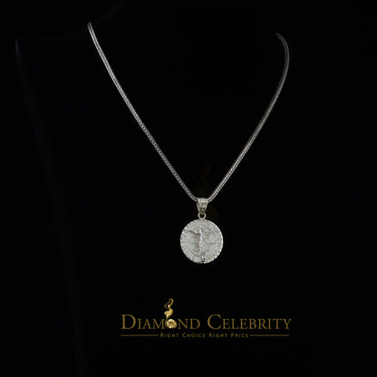 DiamondCelebritees Double Side Jesus Crusification & ST Benadict Men/Women Pendant White 925 Silver