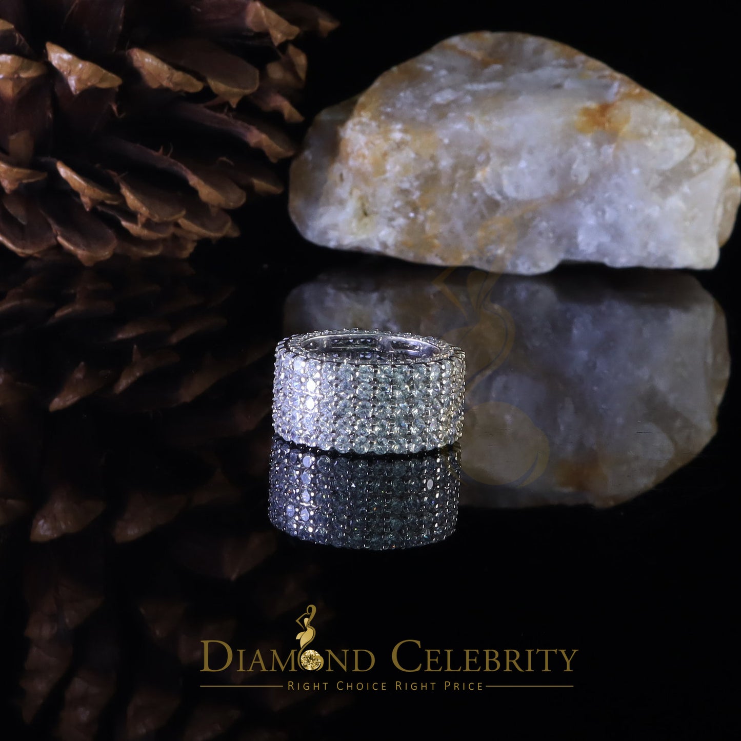 DiamondCelebritees 925 Cubic Zirconia 22.50ct White 925 Sterling Silver Eternity Men's Ring Size 10