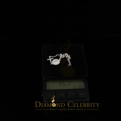 Diamondcelebritees CZ White Women's 925 Sterling Silver Virgin Merry and Cross Bracelet SZ 8