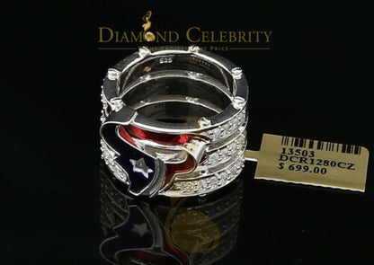 DiamondCelebritees 925 Silver White 1.50ct Cubic Zirconia Texan Wide Band Cocktail Ring Size 10