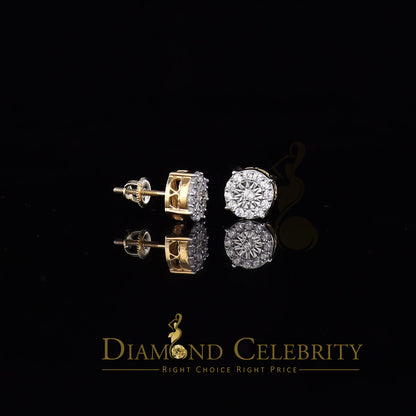 DiamondCelebritees  Yellow Silver 1.12ct Cubic Zirconia 925 Women's & Men's Hip Hop Square Earrings