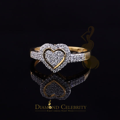 DiamondCelebritees 925 Silver 0.59ct Shiny Cubic Zirconia Yellow Heart Engagement Womens Ring SZ 7