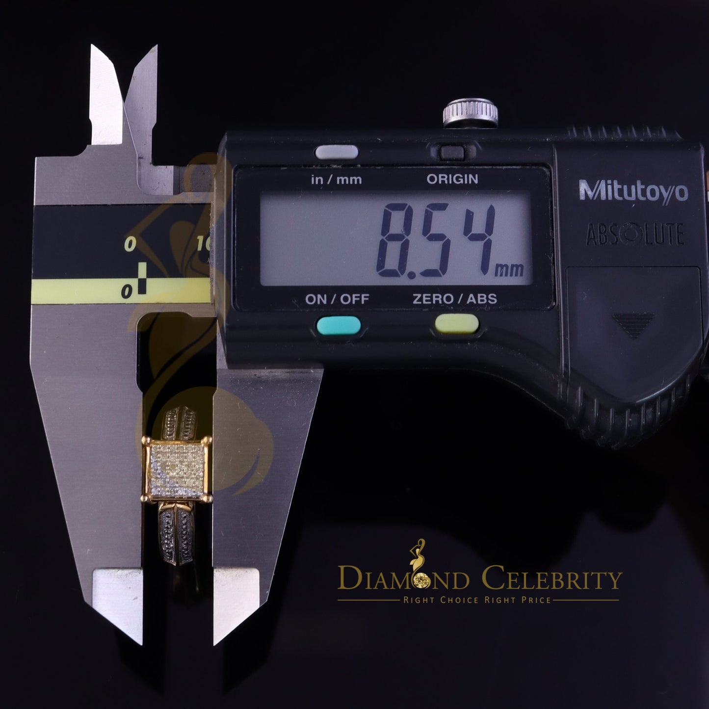 DiamondCelebritees 0.12CT Real Diamond 925 Sterling Yellow Silver Womens Square Fashion Ring Size 7