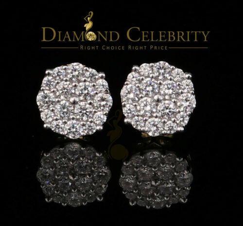 DiamondCelebritees  925 Sterling Yellow Silver 2.96ctCubic Zirconia Round Women's Stud Earrings