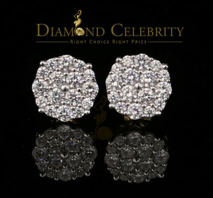 DiamondCelebritees  925 Sterling Yellow Silver 2.96ctCubic Zirconia Round Women's Stud Earrings