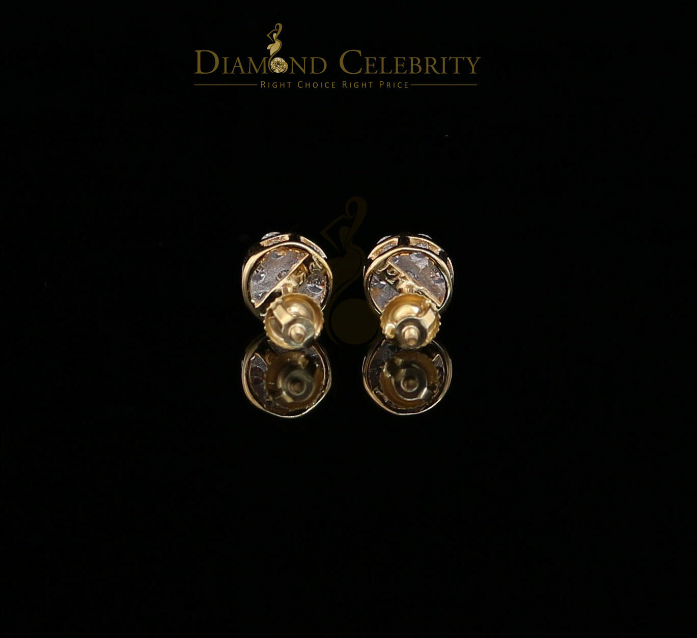 DiamondCelebritees Men's/Women's 10K Real Yellow Gold with 0.75CT Real Diamond Stud Earrings