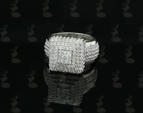 DiamondCelebritees 925 Silver White 8.50ct Cubic Zirconia Wide Square Womens Engagement Ring SZ 7.5