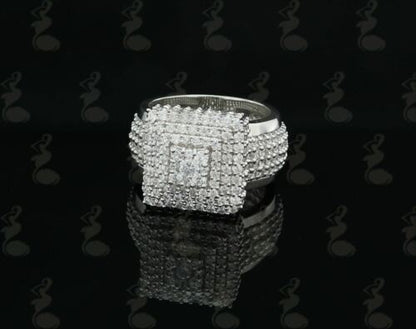 DiamondCelebritees 925 Silver White 8.50ct Cubic Zirconia Wide Square Womens Engagement Ring SZ 7.5