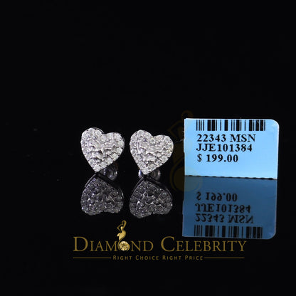 Diamondcelebritees 1.00ct Moissanite White 925 Sterling Silver Women's Heart Shape Nugget Earrings