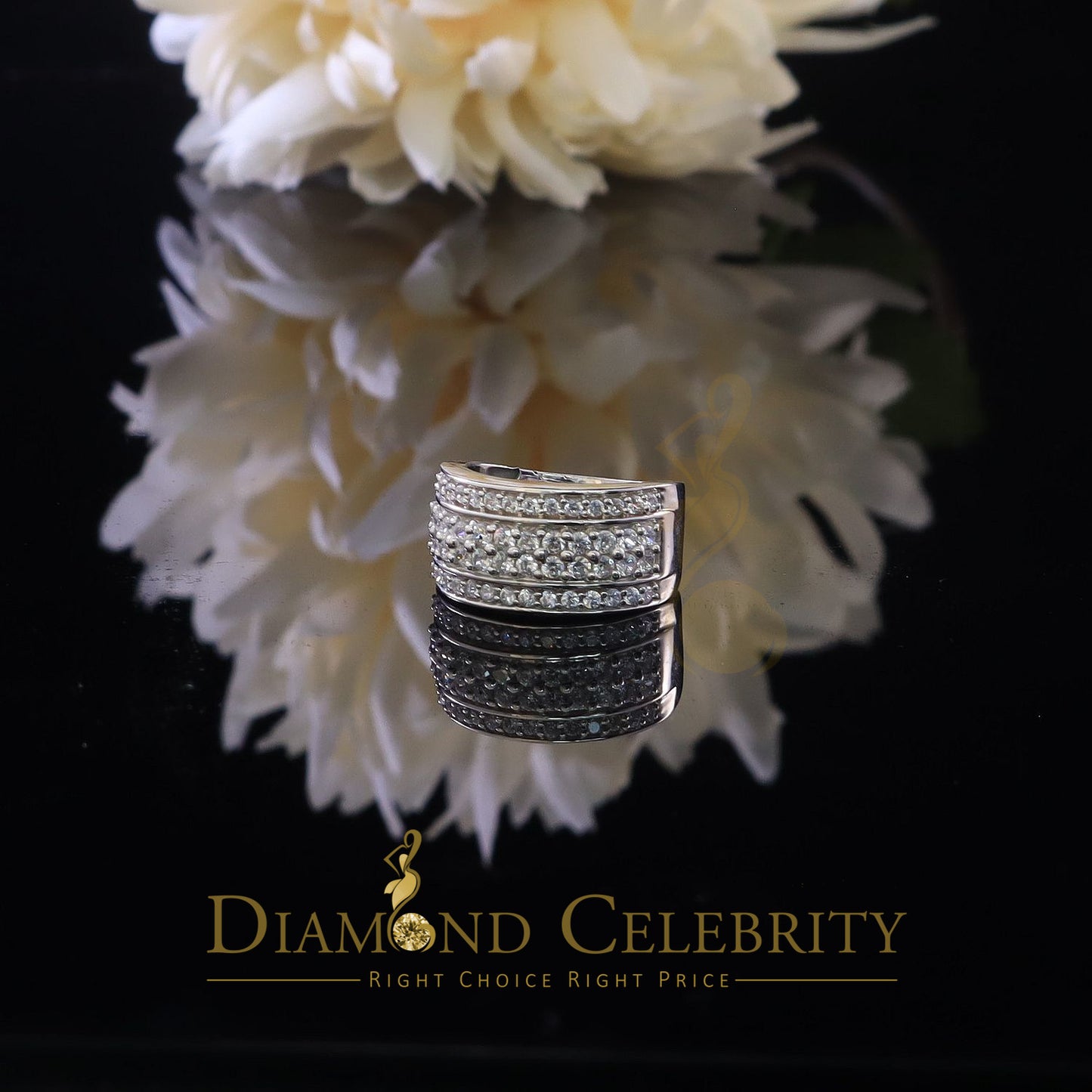 DiamondCelebritees 925 Sterling White Silver 6.0ct Cubic Zirconia Wide Round Women's Ring Size 7.5