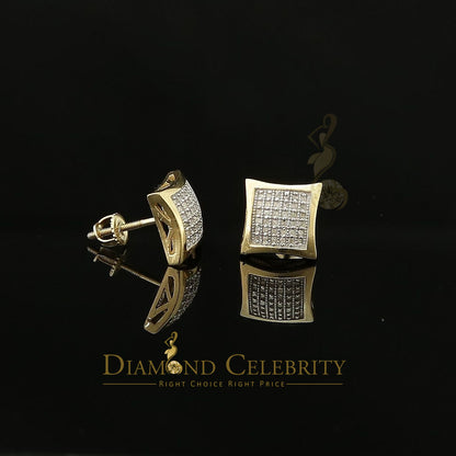 DiamondCelebritees Aretes Para 925 Sterling Yellow Silver 0.20ct Diamond Women & Men Kite Earrings