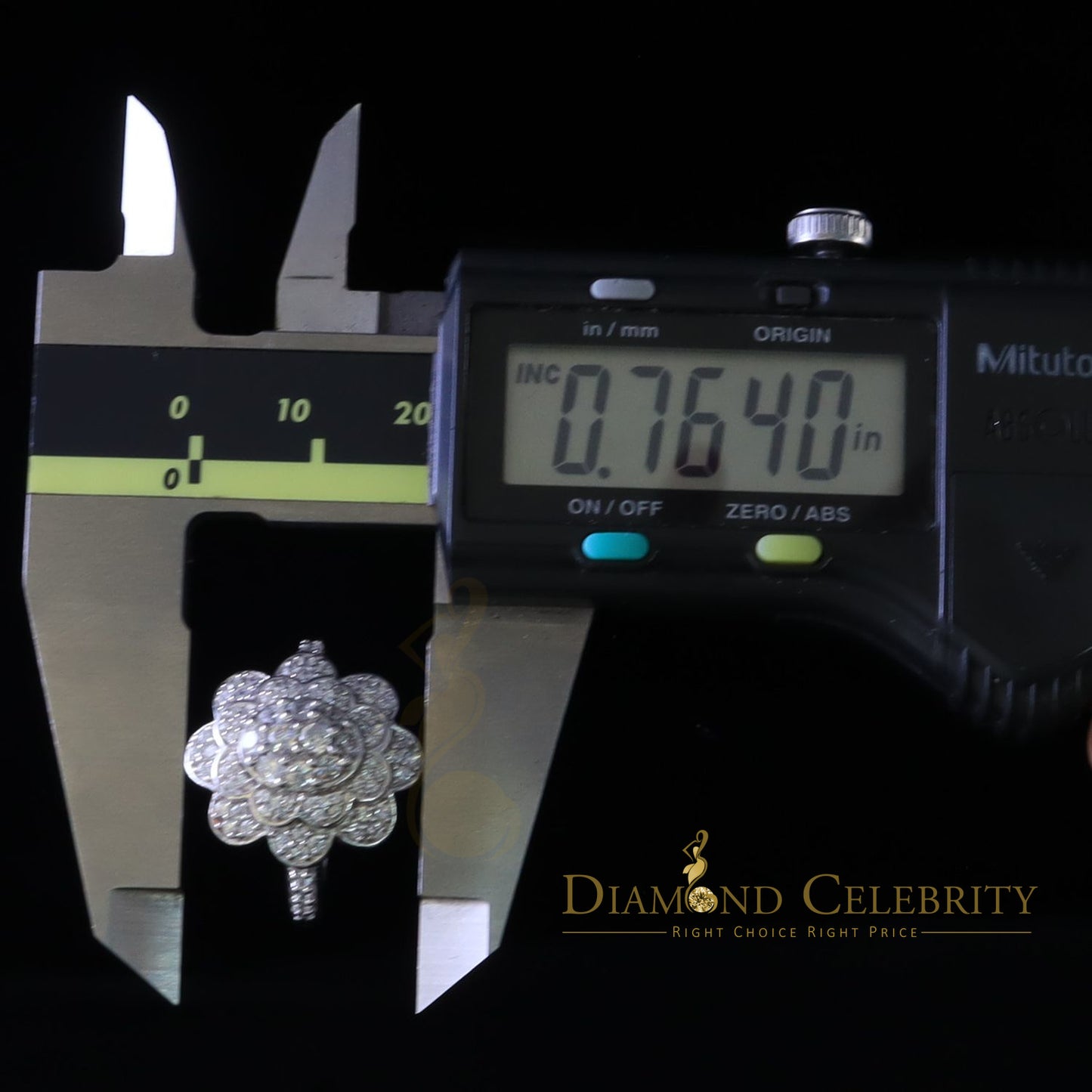 DiamondCelebritees 925 Sterling Silver White 2.10ct Cubic ZirconiaWide Flower Womens Ring Size7.5