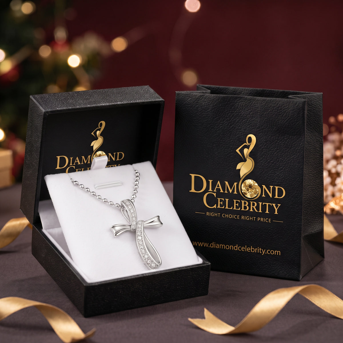 DiamondCelebritees 925 Sterling Silver 1.00INCH White Infinity CROSS Pendant 0.31ct Cubic Zirconia