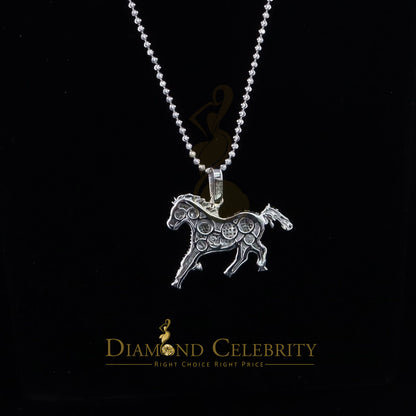DiamondCelebritees  Real 0.33ct Diamond 925 Sterling Silver HORSE White Charm Necklace Pendant